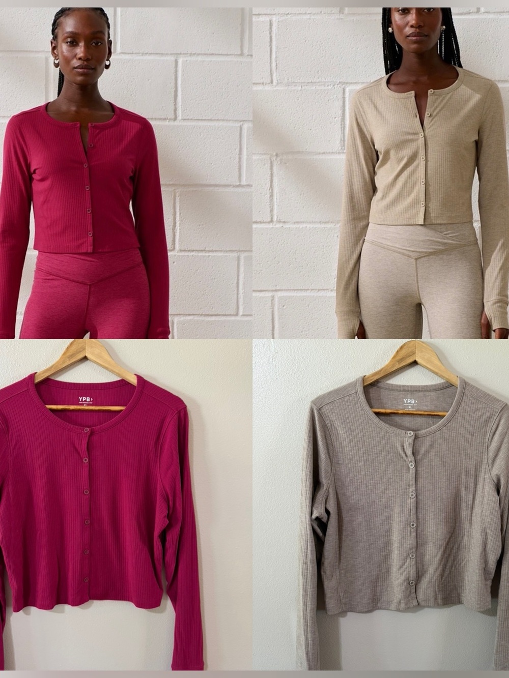 Abercrombie‎ YPB Active Bundle x 2 Rib Button-Up Cardigans, size XL